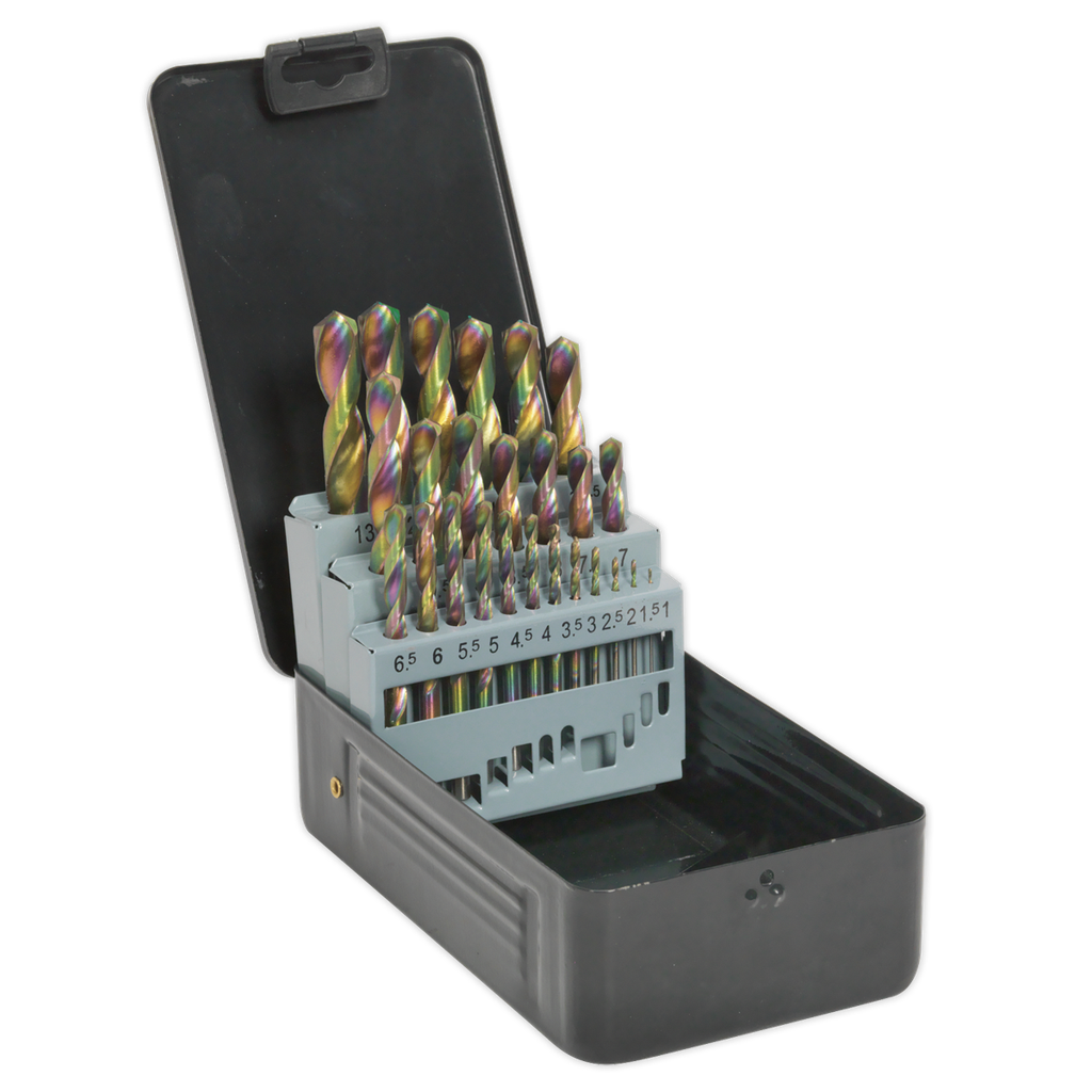 Sealey Siegen HSS Edge Ground Drill Bit Set 25pc - DIN 338