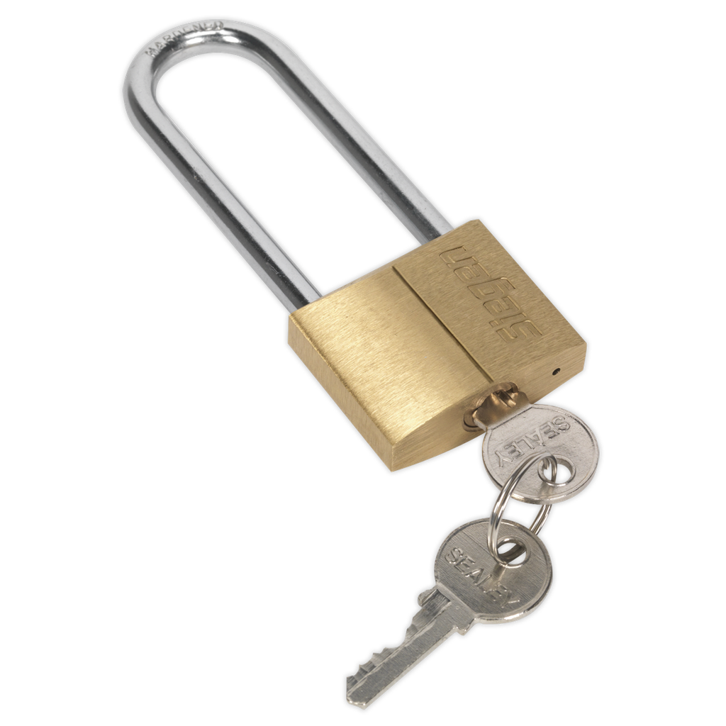 Sealey Siegen Brass Body Padlock with Brass Cylinder Long Shackle 40mm