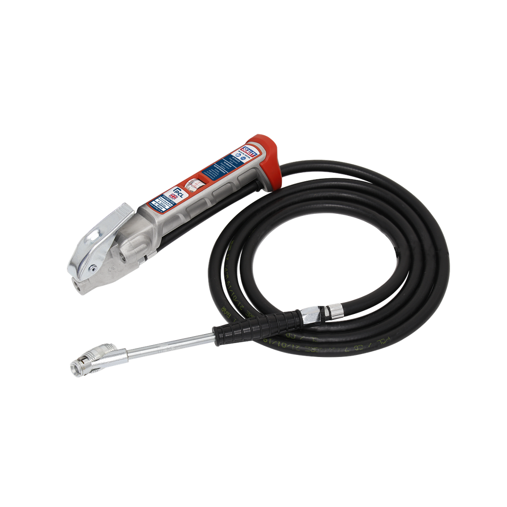 Sealey PCL Tyre Inflator with 2.5m Hose & Twin Clip-On Connector