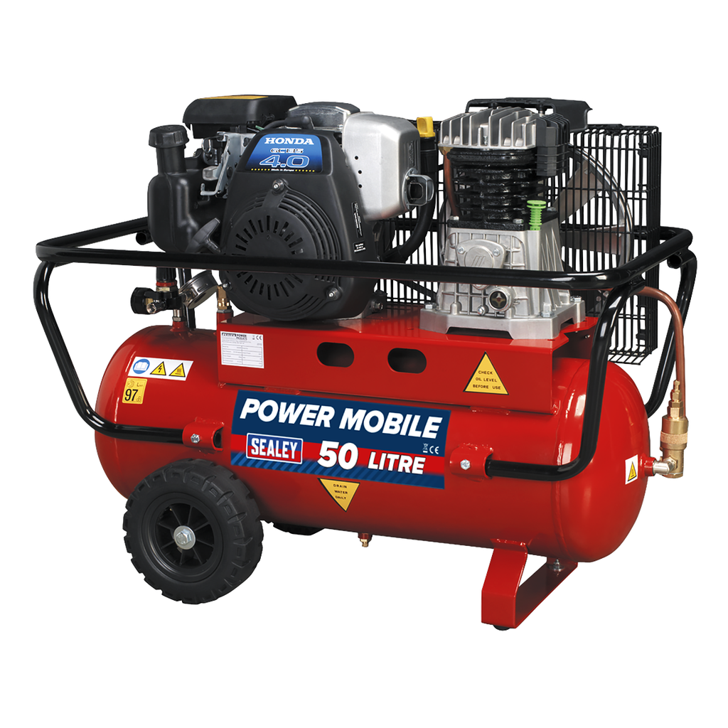 Sealey 50L Belt Drive Air Compressor with Petrol Engine 4hp
