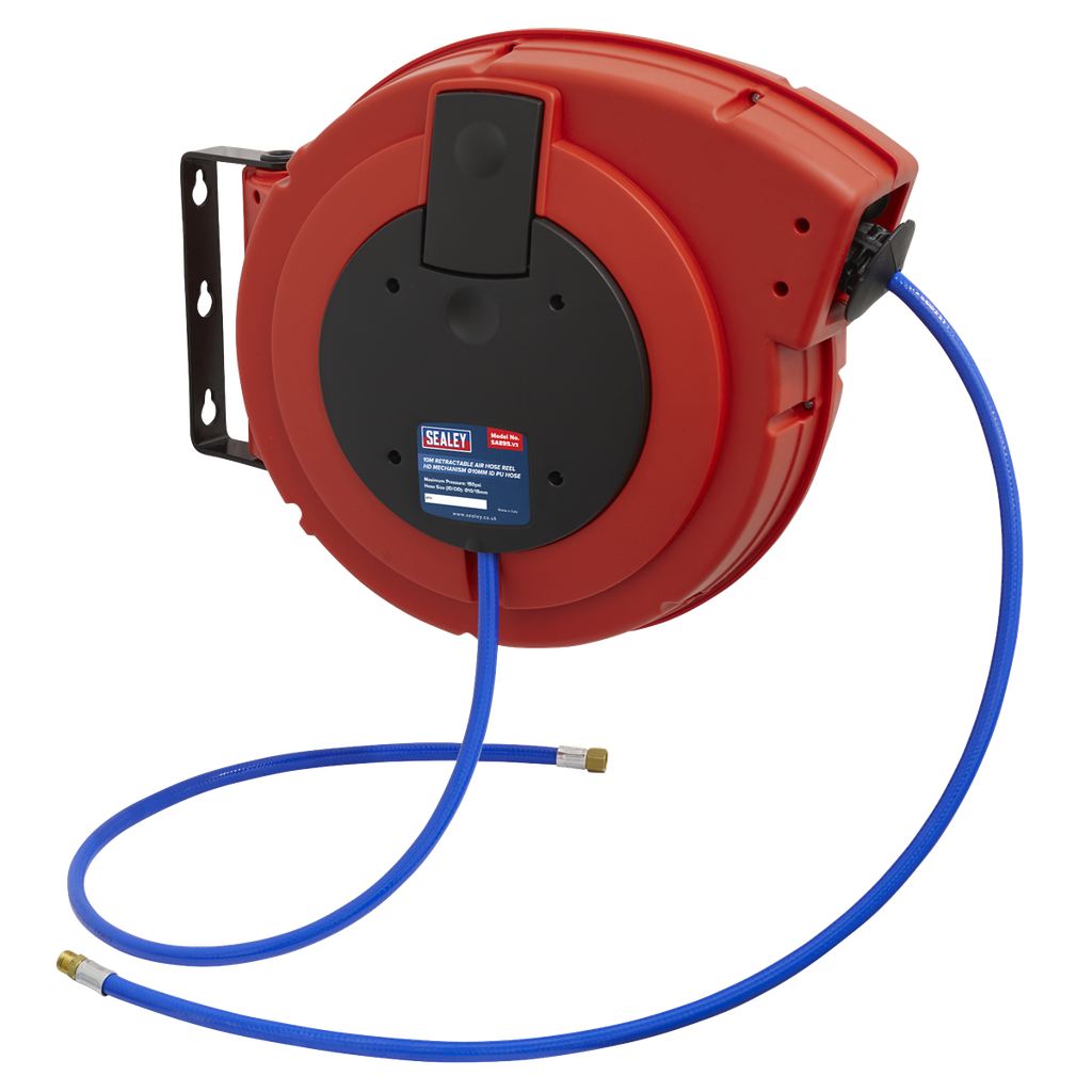 Sealey 10m Retractable PU Air Hose Reel with HD Mechanism 10mm I