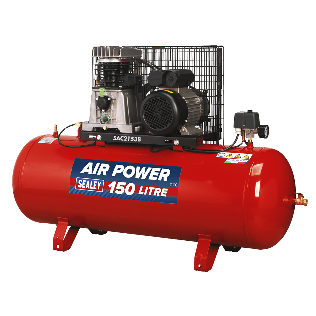 Sealey 150L Belt Drive Air Compressor with Cast Cylinders 3hp