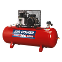 Sealey 200L Belt Drive Air Compressor with Cast Cylinders 3hp