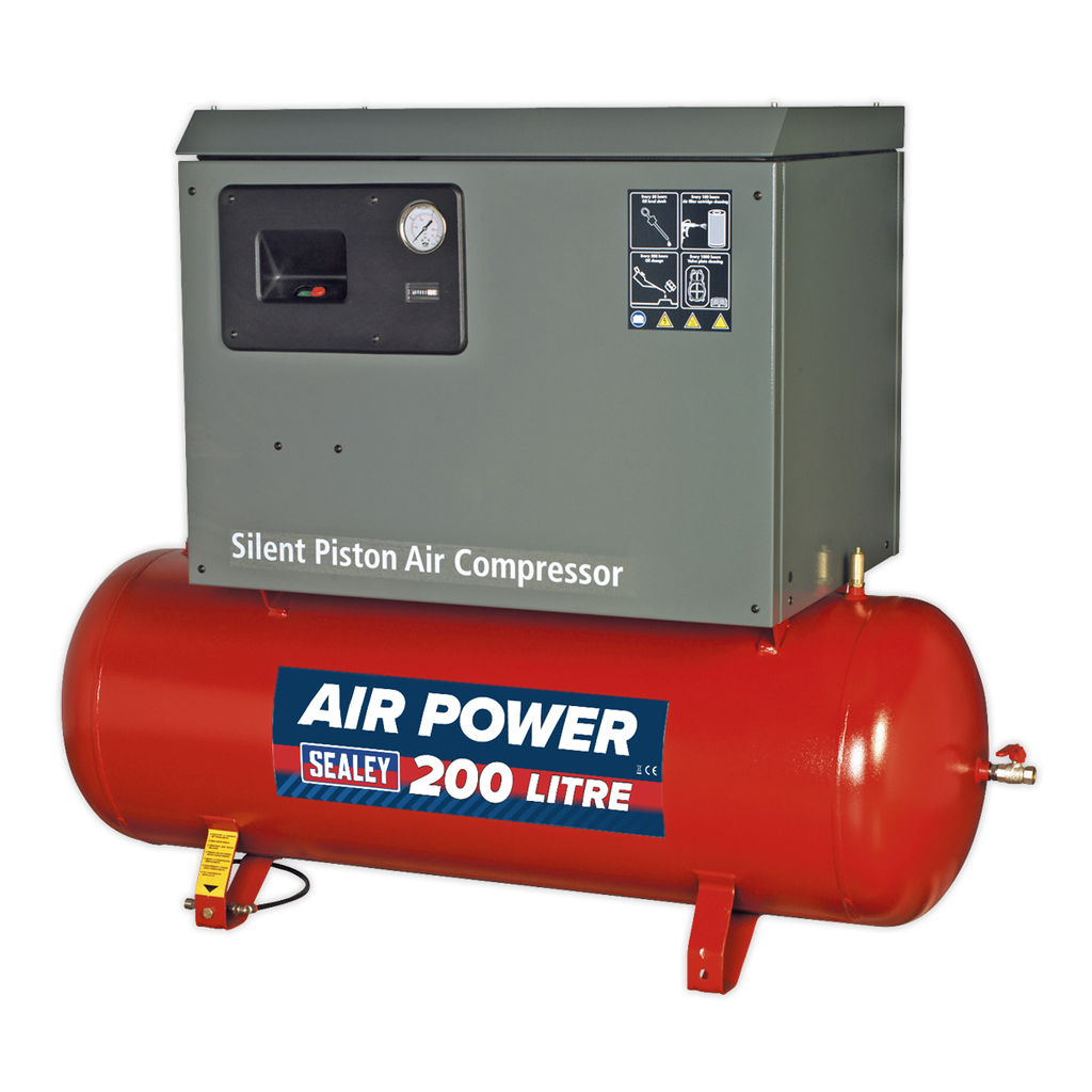 Sealey 200L Low Noise Belt Drive Air Compressor with Cast Cylind