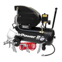 24L Direct Drive Air Compressor 2hp with 4pc Air Accessory Kit