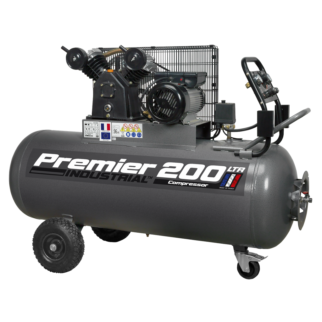Premier 200L Belt Drive Air Compressor with Front Control Panel 3hp