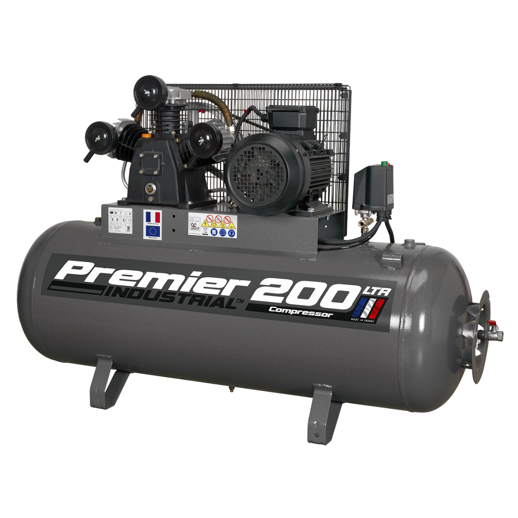 Sealey Premier 200L Belt Drive Air Compressor 5.5hp 3ph
