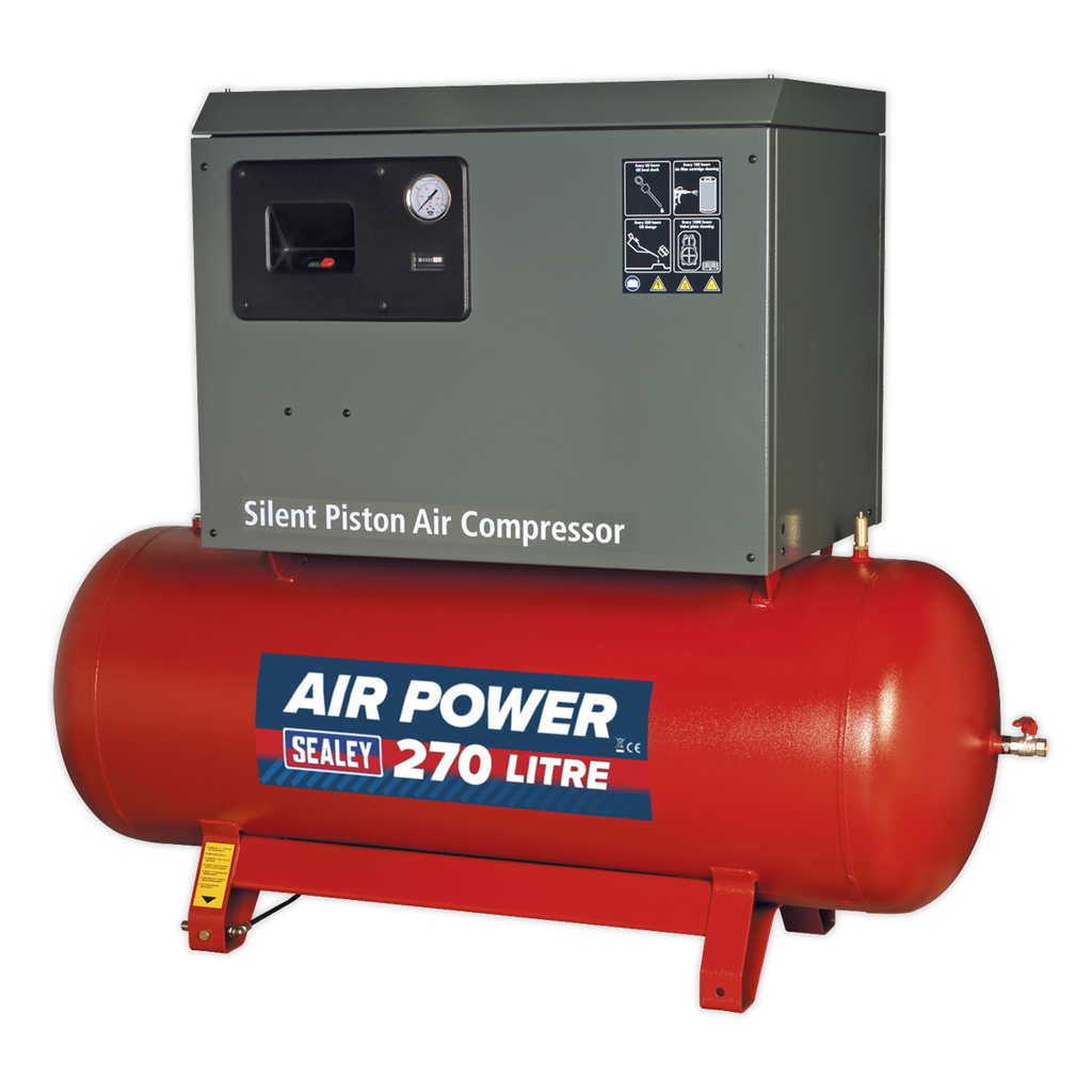 Sealey 270L Low Noise Belt Drive Air Compressor with Cast Cylind