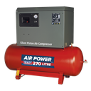 Sealey 270L Low Noise Belt Drive Air Compressor with Cast Cylind
