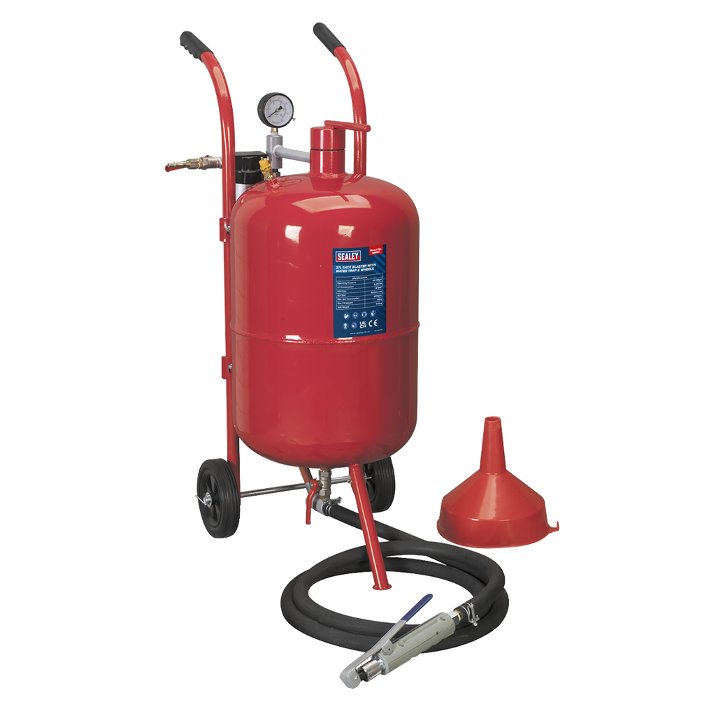 Sealey Shot Blaster with Water Trap & Wheels 37L