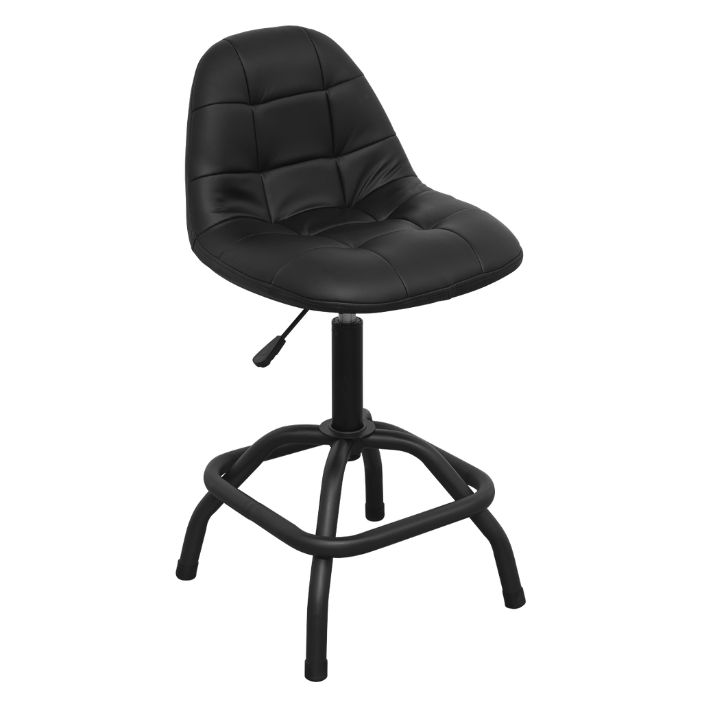 Premier Industrial Pneumatic Workshop Stool with Adjustable Height Swivel Seat & Back Rest
