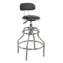 Pneumatic Workshop Stool with Adjustable Height Swivel Seat & Back Rest