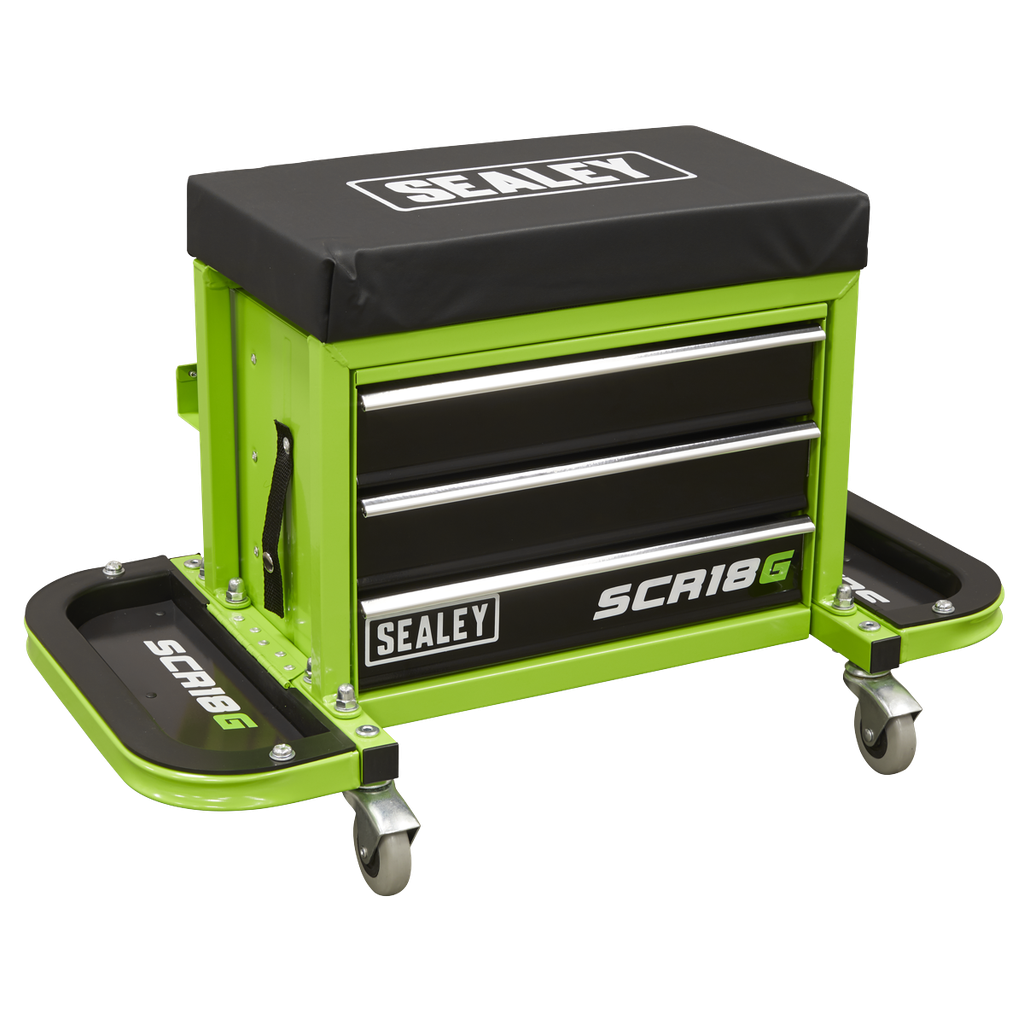 Sealey Mechanic's Utility Seat & Toolbox - Green