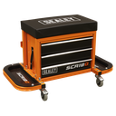Sealey Mechanic's Utility Seat & Toolbox - Orange