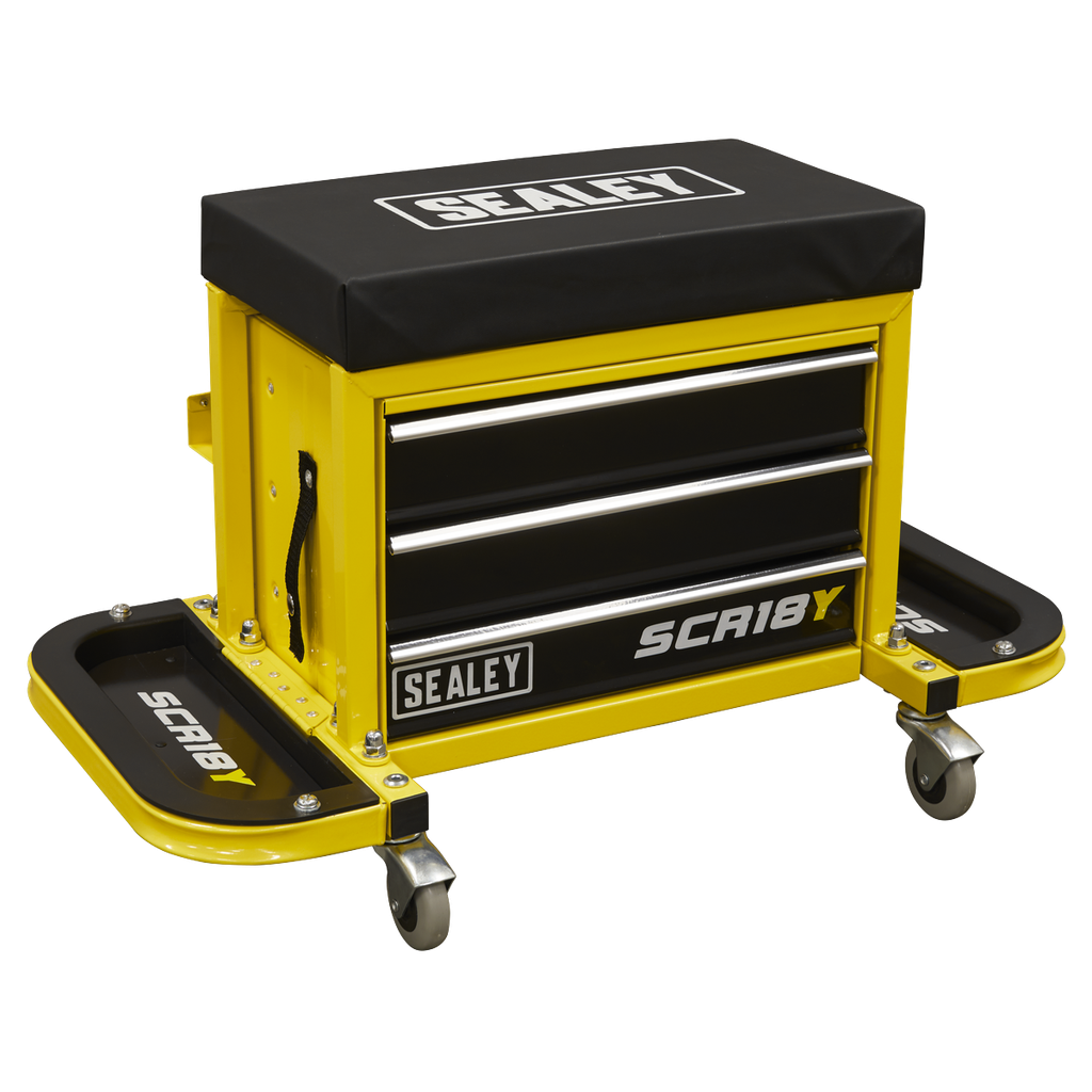 Sealey Mechanic's Utility Seat & Toolbox - Yellow