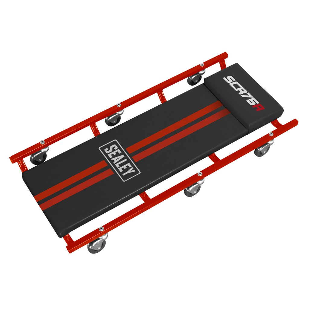 Sealey American-Style Deluxe Creeper 36" with Steel Frame & 6 Wheels - Red