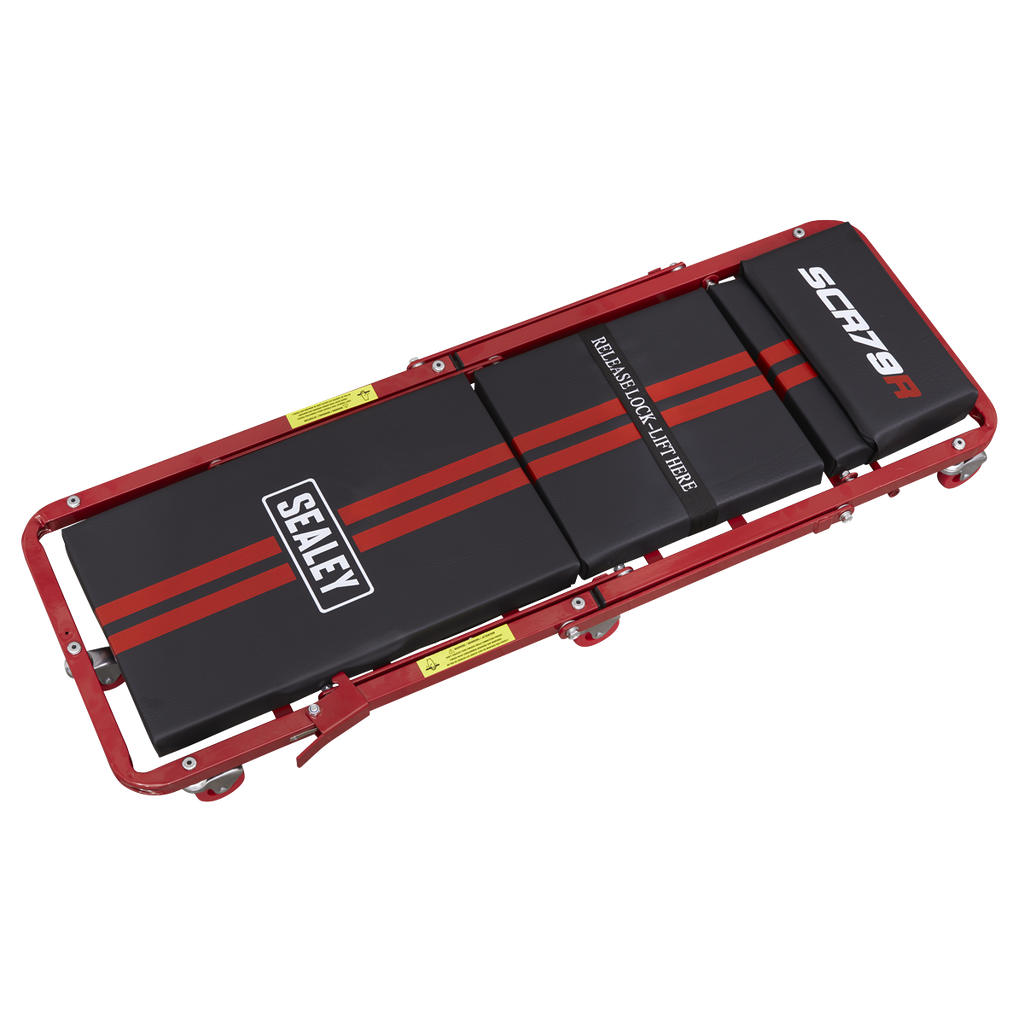 Steel Creeper/Seat with 7 Wheels & Adjustable Head Rest