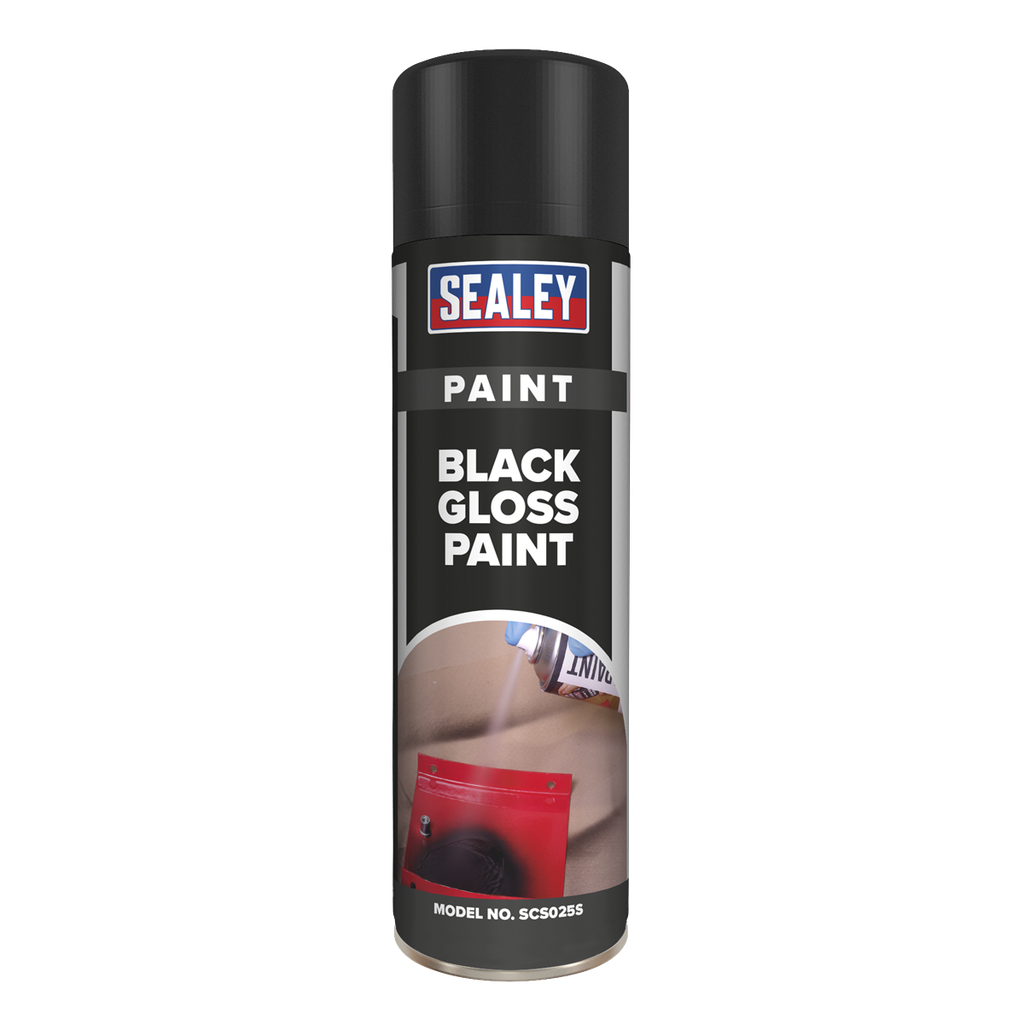 Sealey Gloss Paint 500ml, Black - Pack of 6
