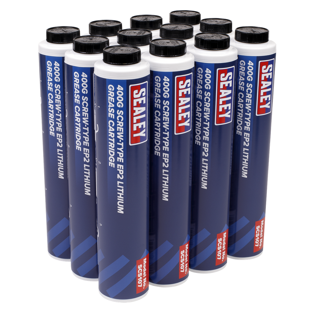 Sealey EP2 Lithium Grease Cartridge Screw-Type 400g - Pack of 12