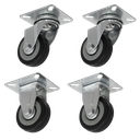 Sealey 50mm Castor Wheel Combo with Fixed & Swivel Plate 4pc