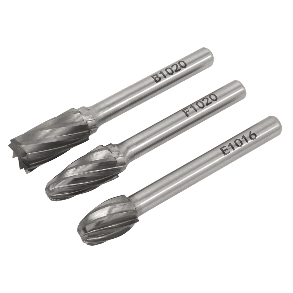 Sealey Tungsten Carbide Rotary Burr Set 3pc - Ripper/Coarse