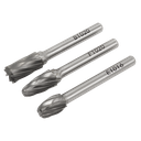 Sealey Tungsten Carbide Rotary Burr Set 3pc - Ripper/Coarse