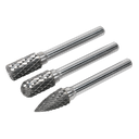 Sealey Tungsten Carbide Rotary Burr Set 3pc