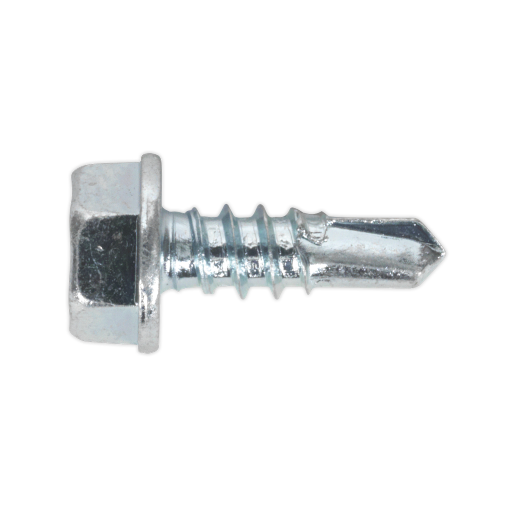Sealey Zinc Plated Self-Drilling Hex Head Screw 4.2 x 13mm - Pack of 100