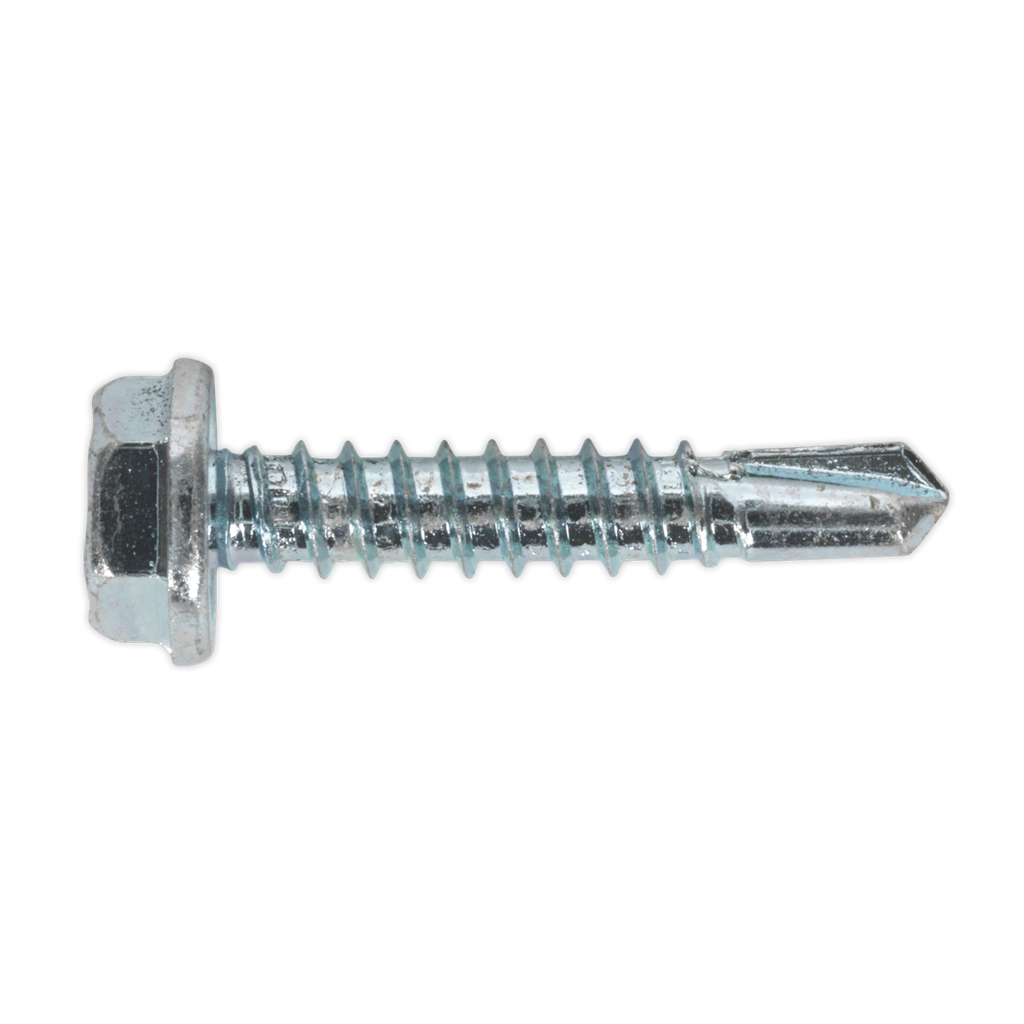Sealey Zinc Plated Self-Drilling Hex Head Screw 4.8 x 25mm - Pack of 100