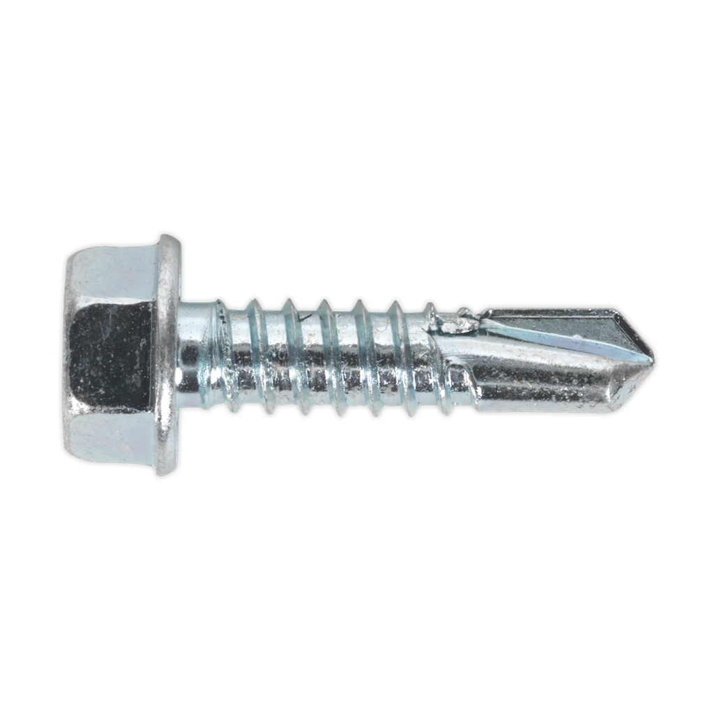 Sealey Zinc Plated Self-Drilling Hex Head Screw 6.3 x 25mm - Pack of 100