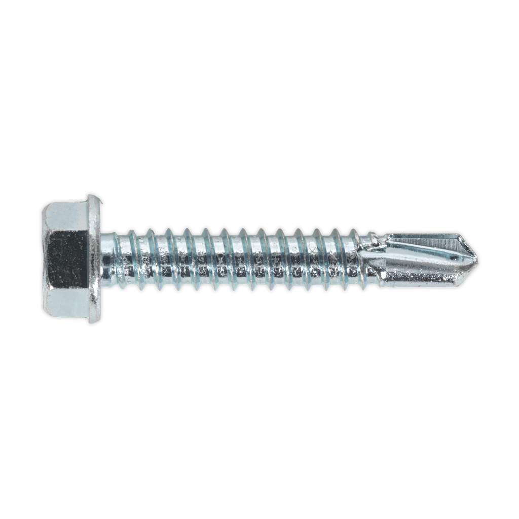 Sealey Zinc Plated Self-Drilling Hex Head Screw 6.3 x 38mm - Pack of 100