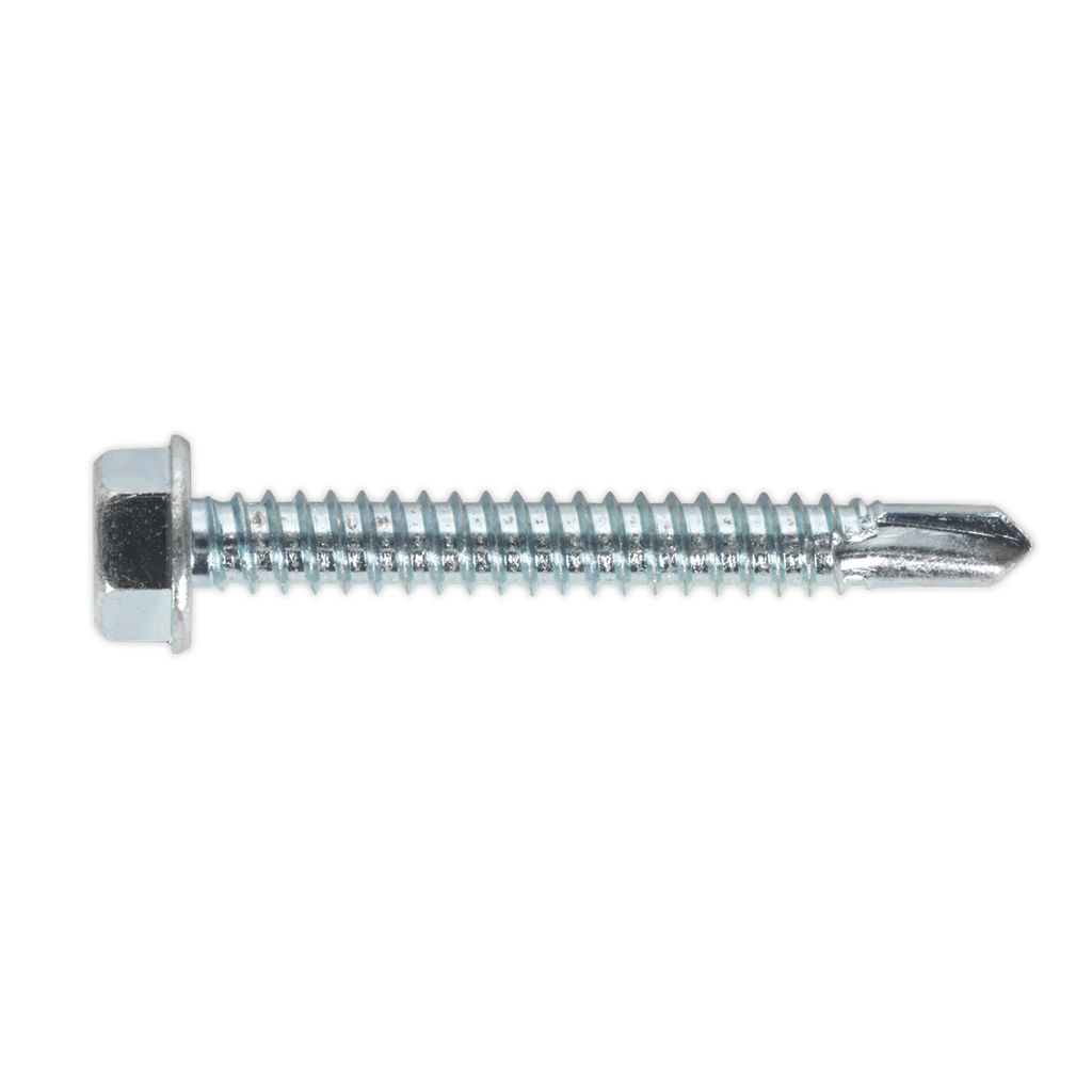 Sealey Zinc Plated Self-Drilling Hex Head Screw 6.3 x 50mm - Pack of 100