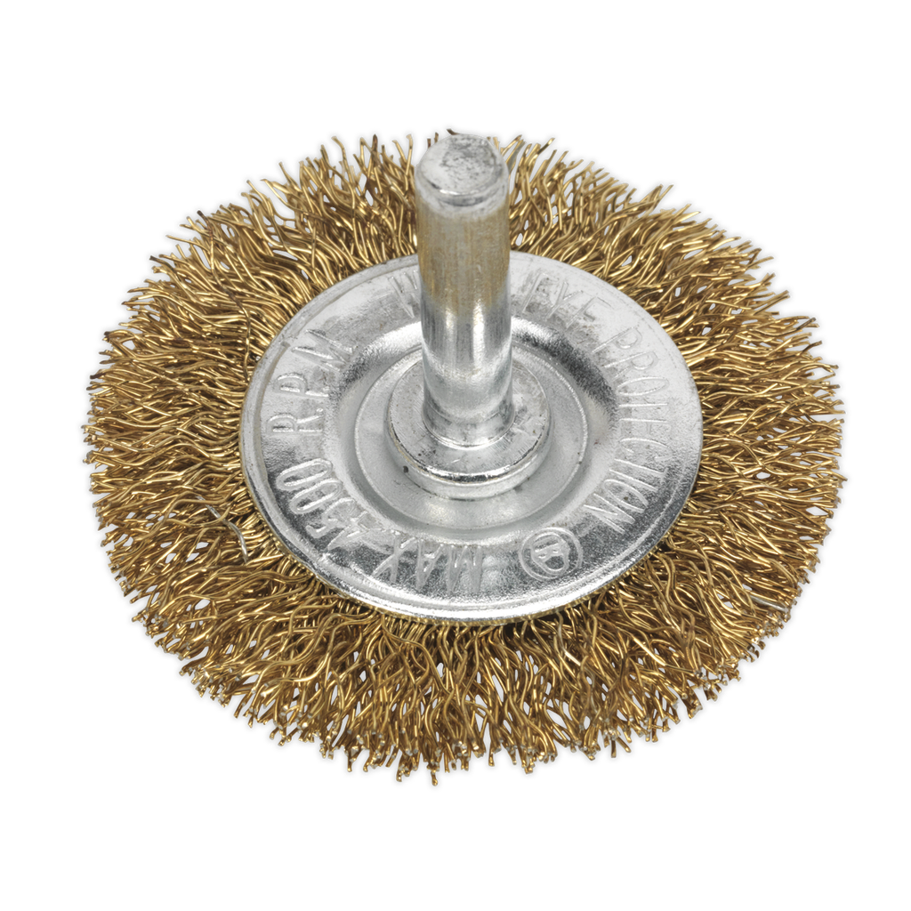 Sealey 50mm Crimped Flat Wire Brush with 6mm Shaft
