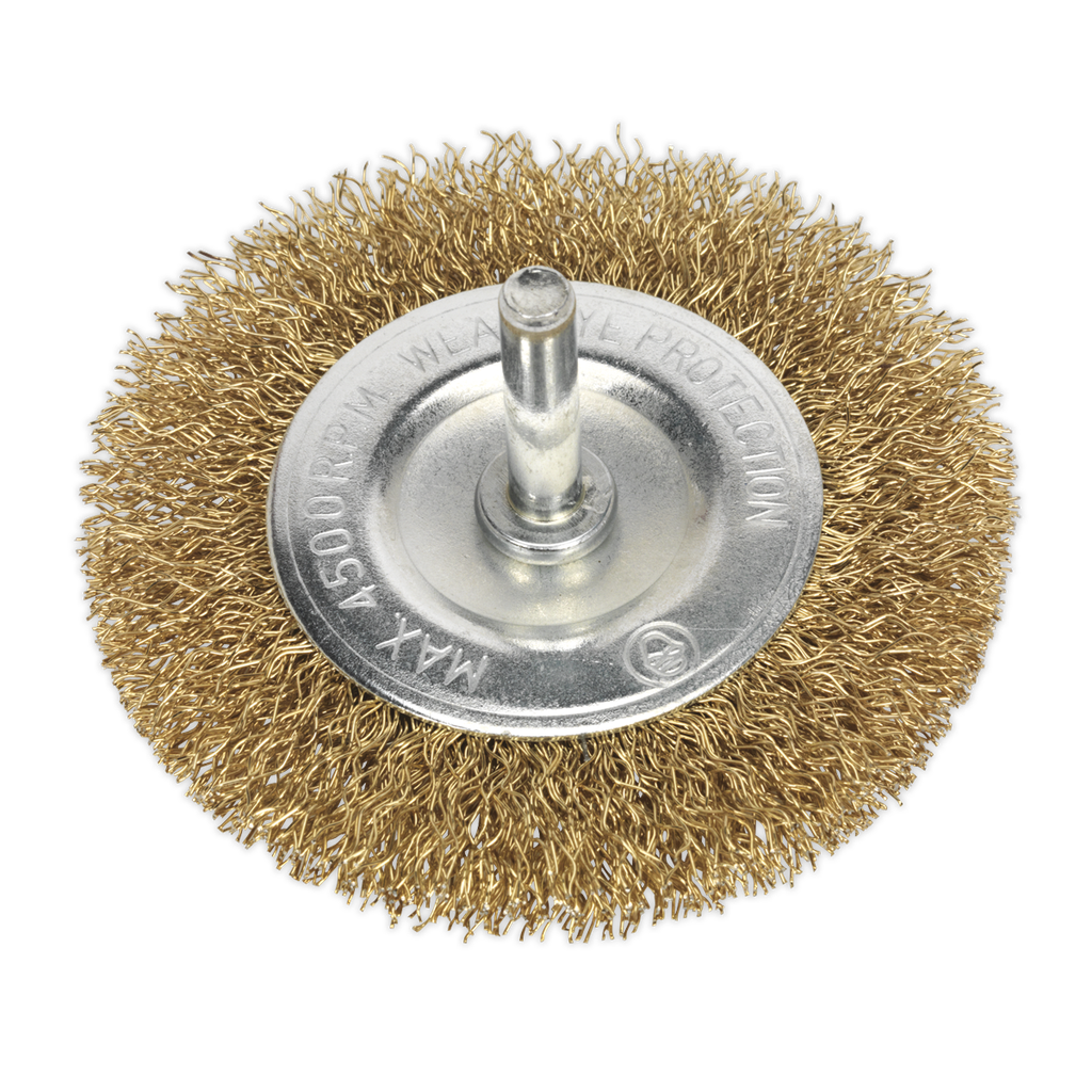 Sealey 75mm Crimped Flat Wire Brush with 6mm Shaft