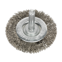 Sealey 50mm Crimped Flat Wire Brush with 6mm Shaft