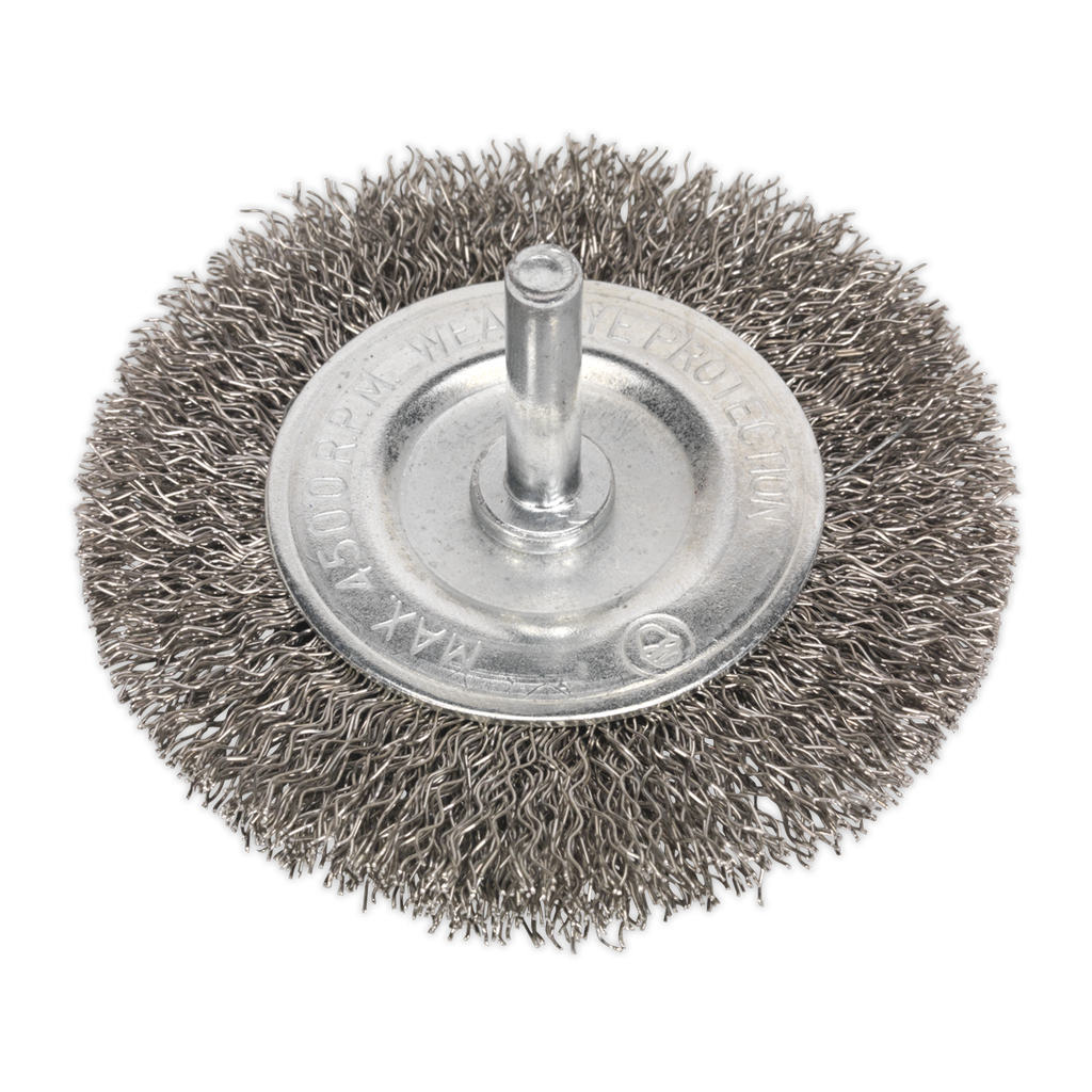 Sealey 75mm Crimped Flat Wire Brush with 6mm Shaft