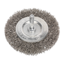 75mm Crimped Flat Wire Brush with 6mm Shaft