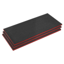 Sealey Easy Peel Shadow Foam® 1200 x 550 x 30mm, Red/Black - Pack of 3