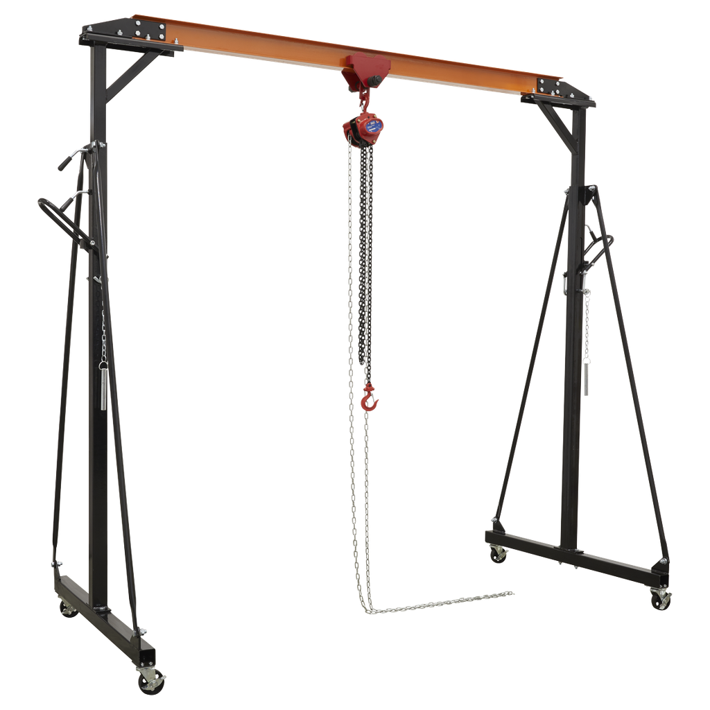 Sealey Portable Lifting Adjustable Gantry Crane 0.5 Tonne & Hoist Combo