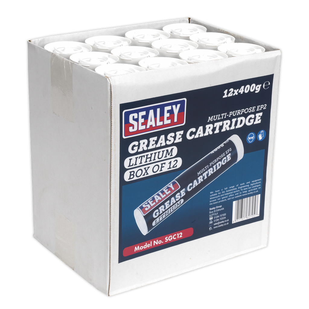 Sealey EP2 Lithium Grease Cartridge 400g - Pack of 12