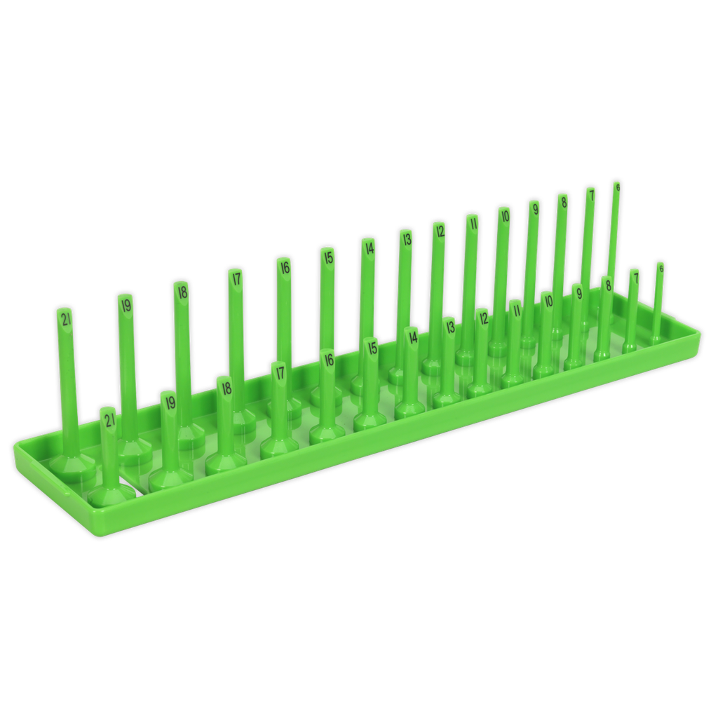 Sealey Premier Socket Holder 3/8"Sq Drive 6-21mm - Hi-Vis Green