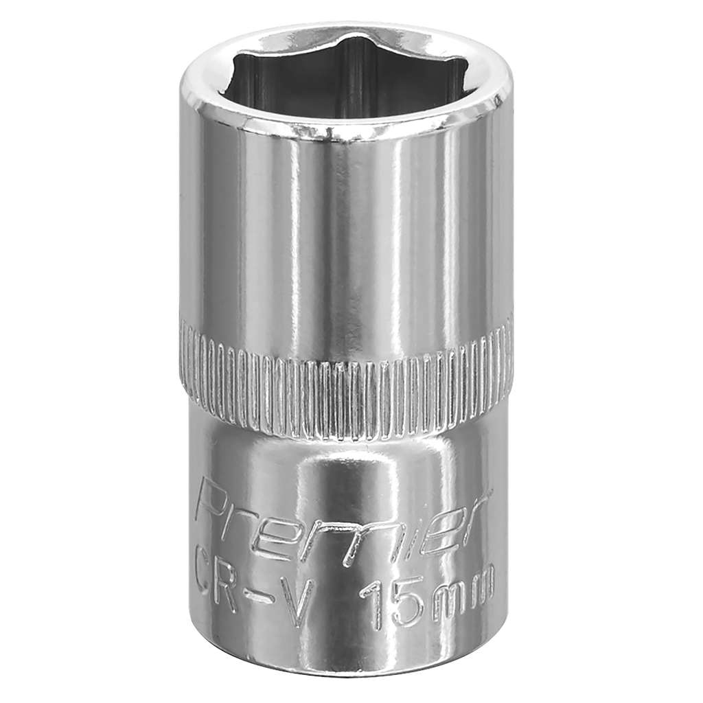 Sealey Premier Fully Polished Socket 1/2"Sq Drive 15mm