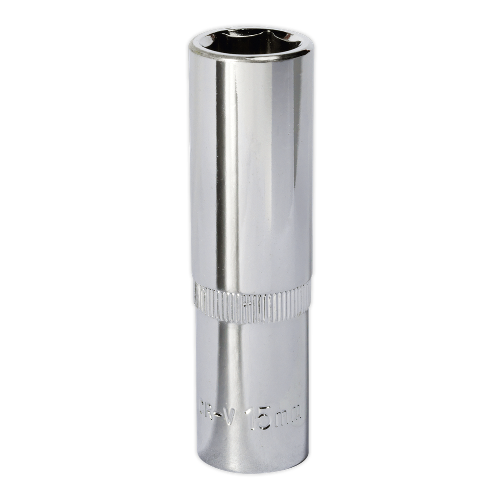 Sealey Premier Fully Polished Deep Socket 1/2"Sq Drive 15mm
