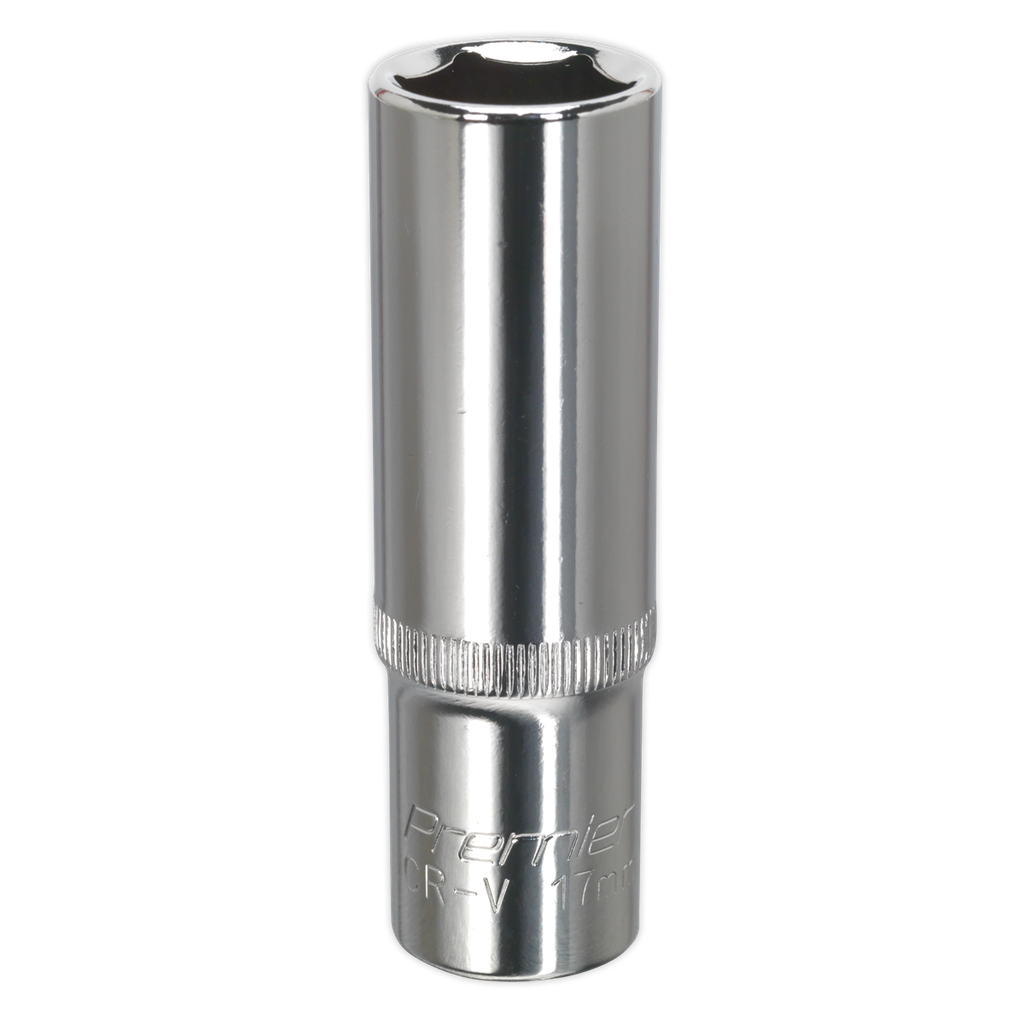 Sealey Premier Fully Polished Deep Socket 1/2"Sq Drive 17mm