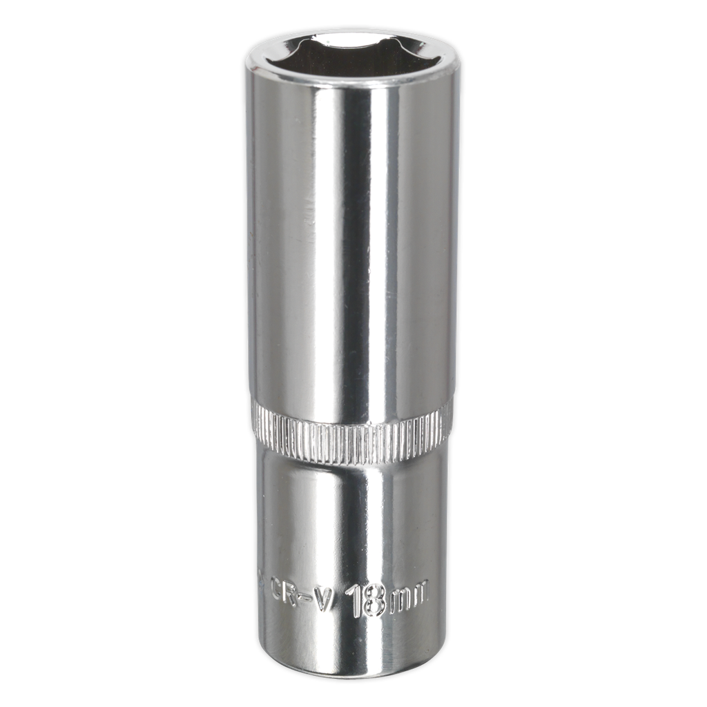 Sealey Premier Fully Polished Deep Socket 1/2"Sq Drive 18mm