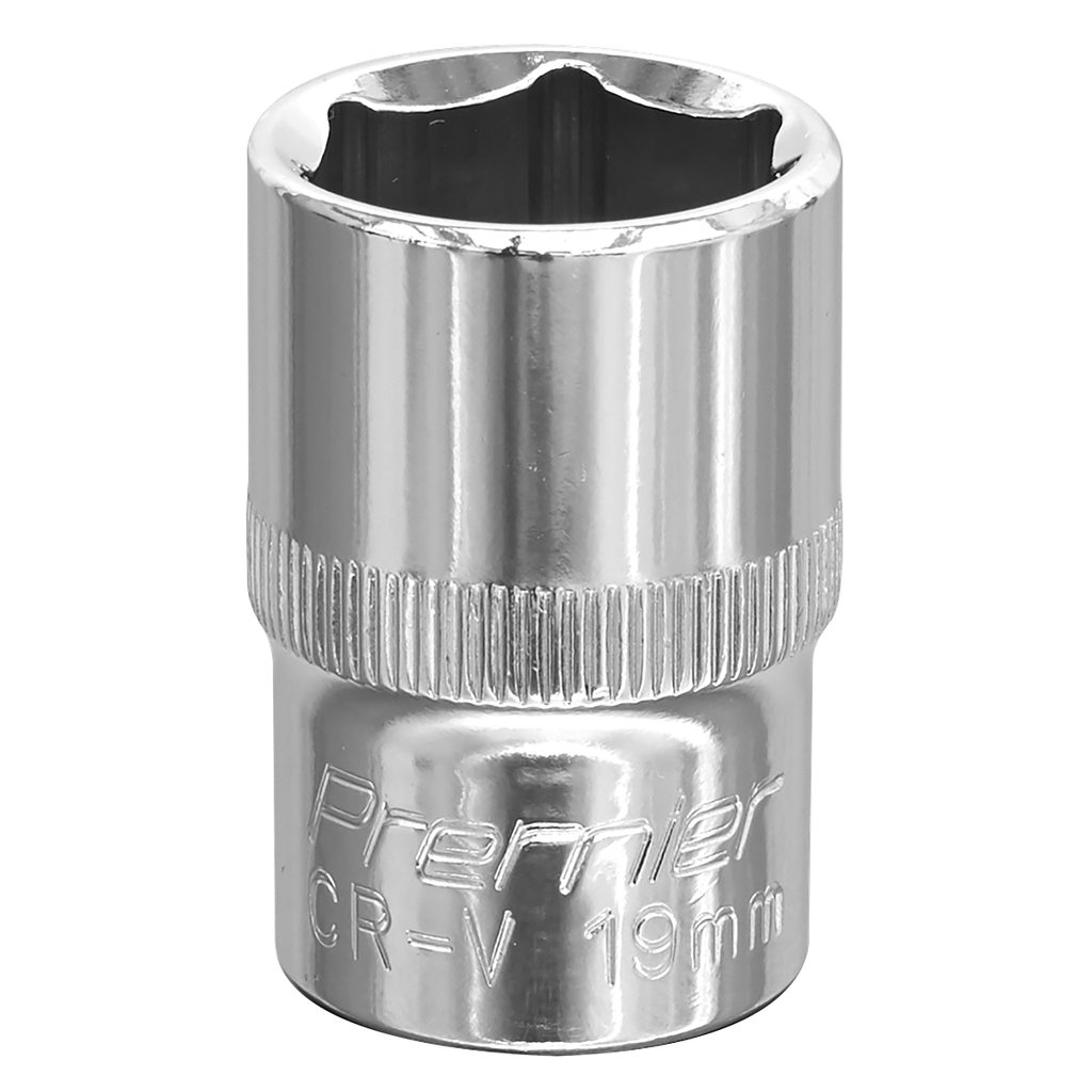 Sealey Premier Fully Polished Socket 1/2"Sq Drive 19mm