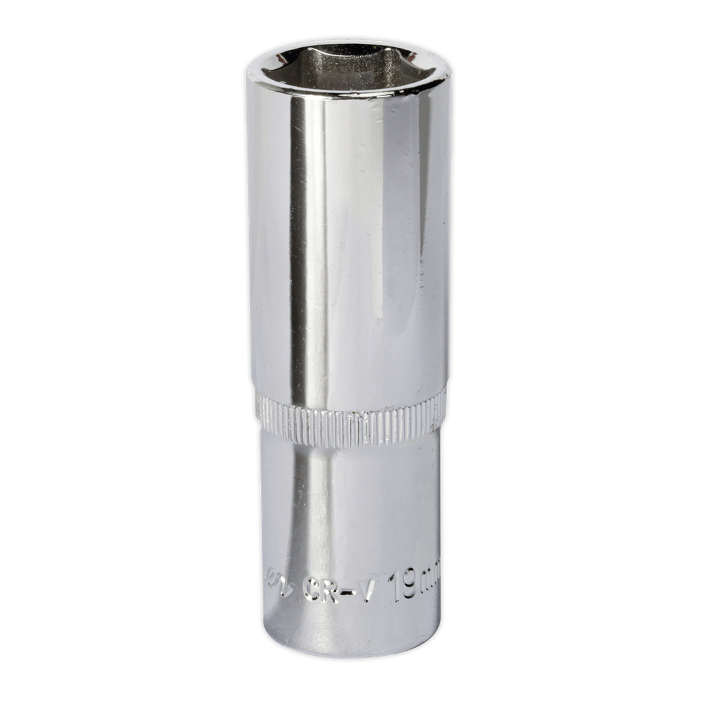 Sealey Premier Fully Polished Deep Socket 1/2"Sq Drive 19mm