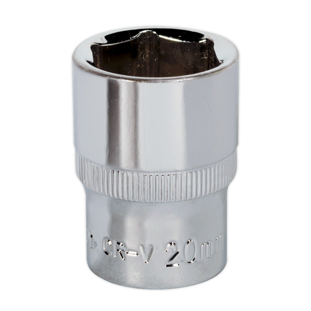 Sealey Premier Fully Polished Socket 1/2"Sq Drive 20mm