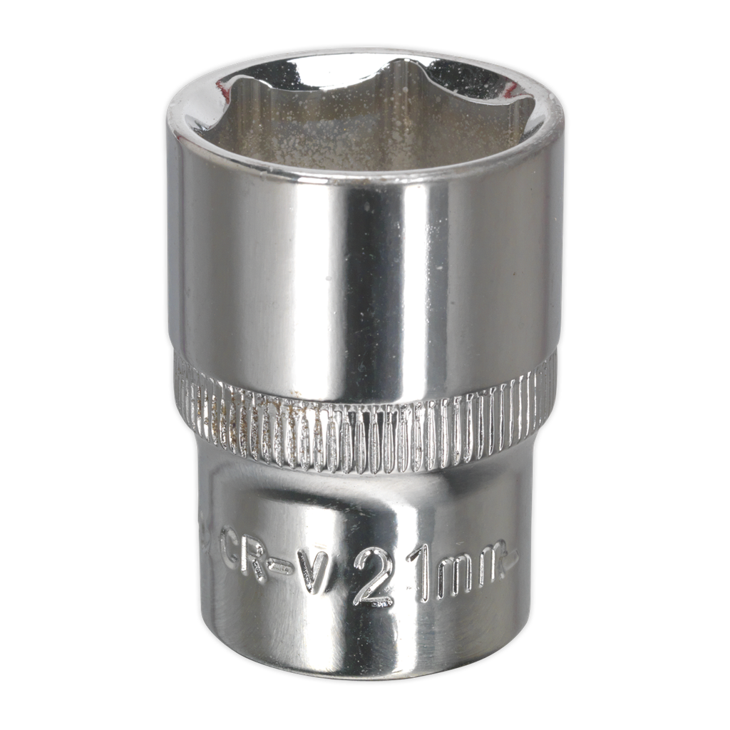 Sealey Premier Fully Polished Socket 1/2"Sq Drive 21mm