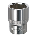 Sealey Premier Fully Polished Socket 1/2"Sq Drive 22mm